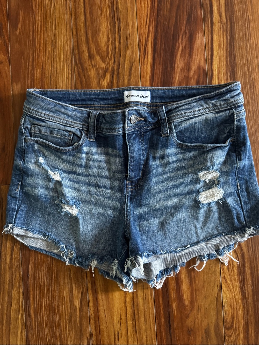 Studio Blue Women's Distressed Blue Denim Cutoff Shorts